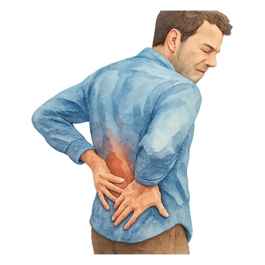 watercolor style man with backache sticker