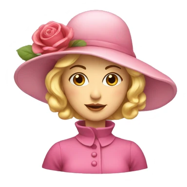 dame blonde avec un bonnet rose qui réfléchit  sticker