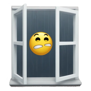 Sad emoji looking out of window while it’s raining sticker