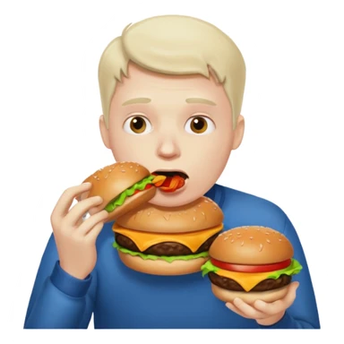 really fat obese man eating a burger messily sticker