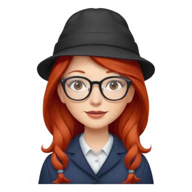 hatted womanwith glasses and long red hair sticker
