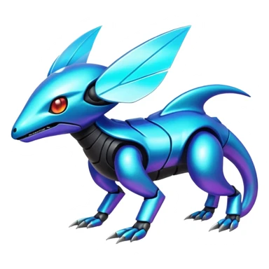  exotic tropical iridescent cyber-Protogen-Fakémon-Pokémon-Vernid-creature sticker