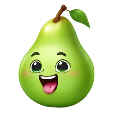 Shiny Green Cute pear with tongue sticker