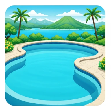 piscina con paisaje sticker