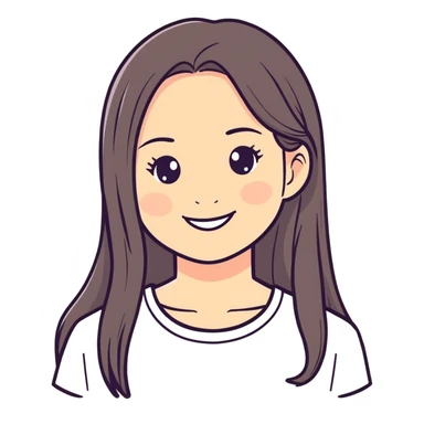 smiling girl with long hair sticker