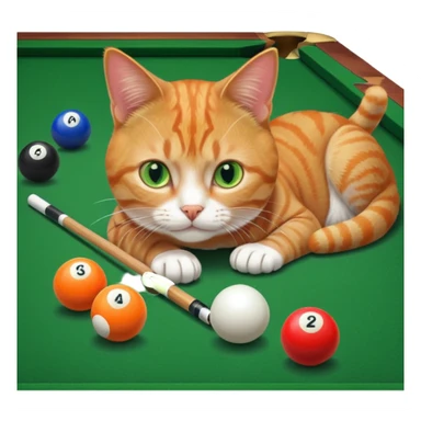 cat playing billiards sticker
