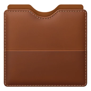 A 3D Apple-style emoji of an industrial leather material, shown as a neatly folded or rolled sheet of dark brown leather with visible texture and stitching details, giving a modern and manufactured look, clean and simple design, no background sticker