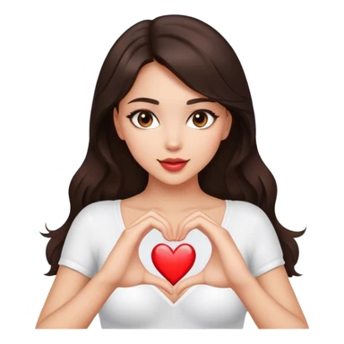 Sexy Brunnete girl with two hands creating a heart shape sticker