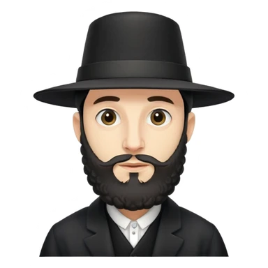 Hasidic Jewish man with wide-brimmed black hat, curled side locks, short beard, traditional attire, neutral expression sticker