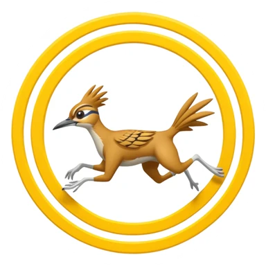 yellow roadrunner . feet are circled by a white line spinning in a circle to indicate running fast. sticker