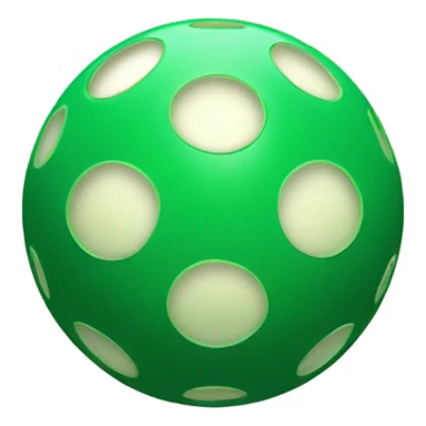 A ball that is green and has round, evenly spaced holes sticker