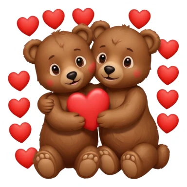 girl bear and boy bear hugging, surrounded by hearts, playful and loving sticker
