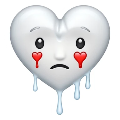 The broken heart emoji in white with sticky white liquid Ozzing out of it sticker