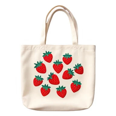 Canvas tote bag with embroidered strawberries  sticker