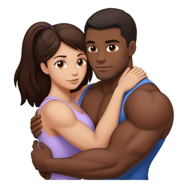Black man with muscles hug brunette woman sticker