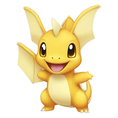 Pokemon #149 Dragonite waving hello wearing messenger tote bag  sticker