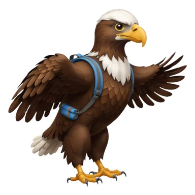 a eagle walking with a backpack
 sticker