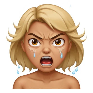 very angry and mad enraged fuming foaming at the mouth emoji really mad and sweating lots of detail girl  sticker