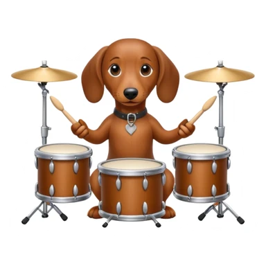 A dachshund playing drums  sticker