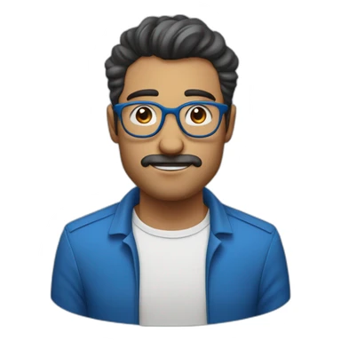 Hombre con pelo canoso, cejas café,  y barba blanca con lentes azules redondos sticker