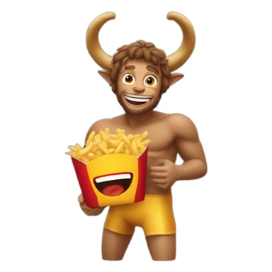 satyr-and-nymph-excitedly-eating-mcdonalds sticker