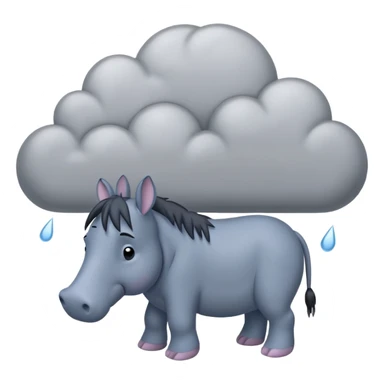 Eeyore under a raining cloud sticker