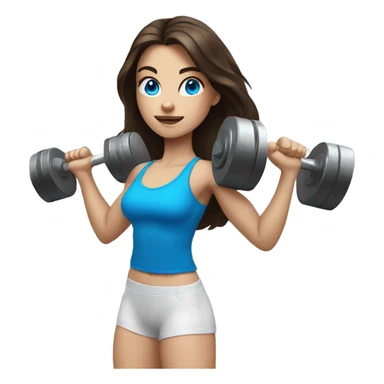 Realistic brunette girl with bright blue eyes lifting weights sticker