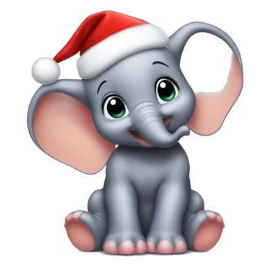 baby Dumbo wearing Christmas hat sticker