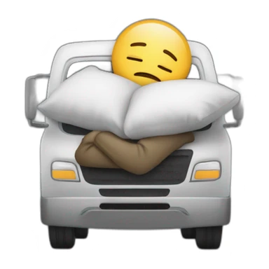 sleeping truck driver with pillow behind his head sticker