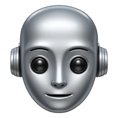 ai robot emoji, simple, expressive face sticker