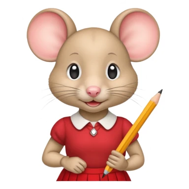 Une souris avec jupe rouge à l'école sticker