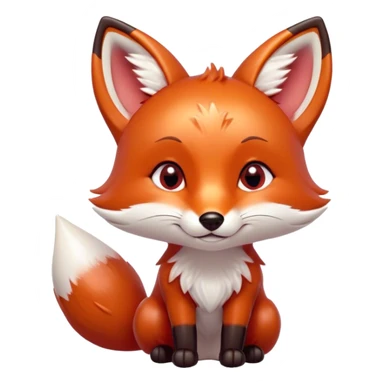 Cinematic Cute Fox Portrait Emoji, Head tilted playfully and inquisitively, featuring a glossy red Fur with delicate white accents and perky ears, round, sparkling amber eyes filled with mischievous curiosity, Simplified yet irresistibly adorable features, highly detailed, glowing with a warm, friendly glow, high shine, affectionate and lively, stylized with a touch of woodland whimsy, bright and endearing, soft glowing outline, capturing the essence of a mischievous yet loving fox, so playful it feels like it could dart out of the screen and into your arms! sticker