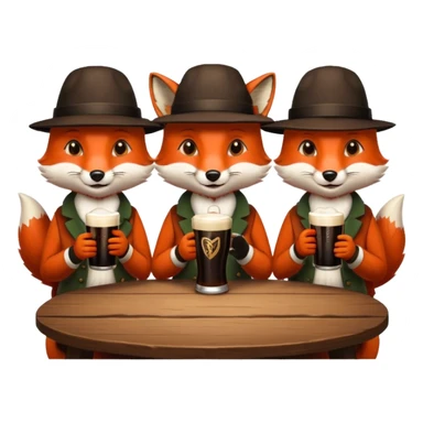 Three foxes sitting at a round table drinking Guinness sticker