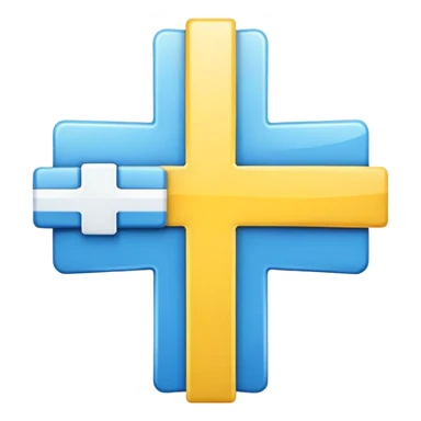 Healthcare symbol with medical cross and Ukrainian colors sticker