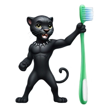 Black panther brushing teeth sticker