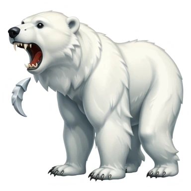 Polar bear with sabertooth fangs and a wolf’s tail; full body sticker