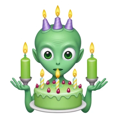 alien holding a birthday cake sticker