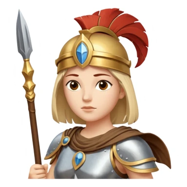 Athena is the Greek goddess of disciplined, strategic warfare, calm, commanding figure leading with intelligence not force. wears light armour carries a spear, symbolising protection precise judgement. warrior of strategy, not aggression, embodying clarity, foresight and decisive action. sticker