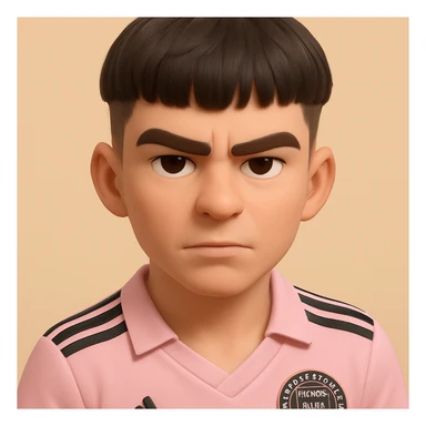 this image in 3d-emoji style with a confident Slavic face and a slimmer face sticker