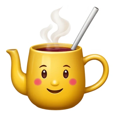 a yellow mug with steaming mulled wine without face

 sticker