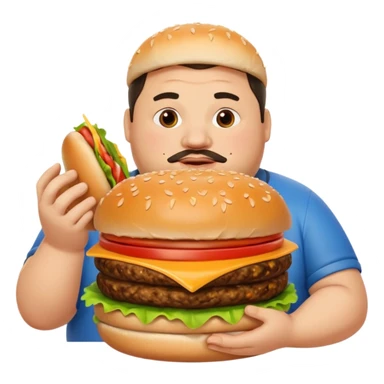 fat guy holding burger sticker
