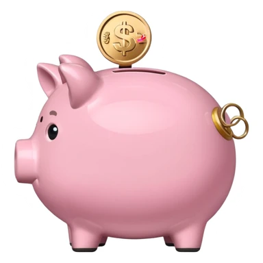 A piggy bank with a coin being inserted, symbolizing company pension savings. Minimalist, clean emoji design. sticker