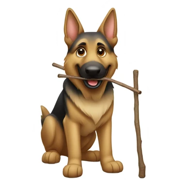 German shepherd with a stick  sticker