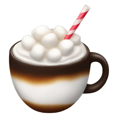 cup of coffee with marshmellows and straw sticker