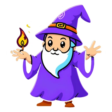 cartoon wizard casting a spell with colorful magic swirls sticker