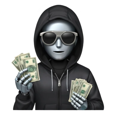 hoodie, sunglasses, money ROBOT sticker