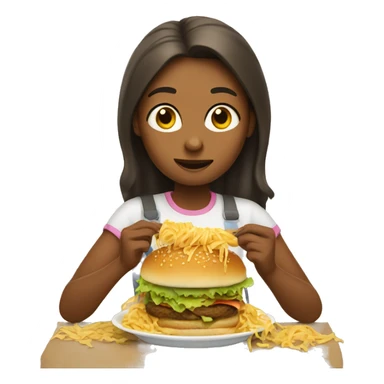 girl eating pasta and hamburger sticker