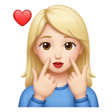 an uwu kissy face with a finger heart sticker