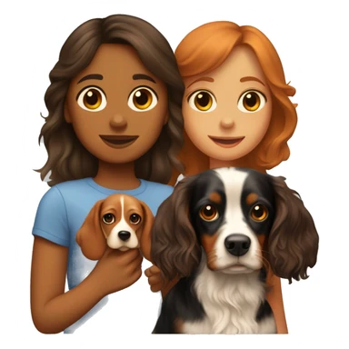 girl with a daschund, cocker spaniel and cavalier king charles sticker