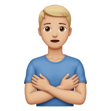 Person choking and crossing both arms to indicate they are choking holding their neck sticker